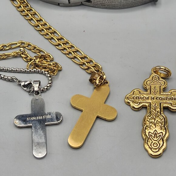 Stainless Steel Religious Christian Jewelry Lot Edforce Pendants Bracelets - Picture 8 of 14